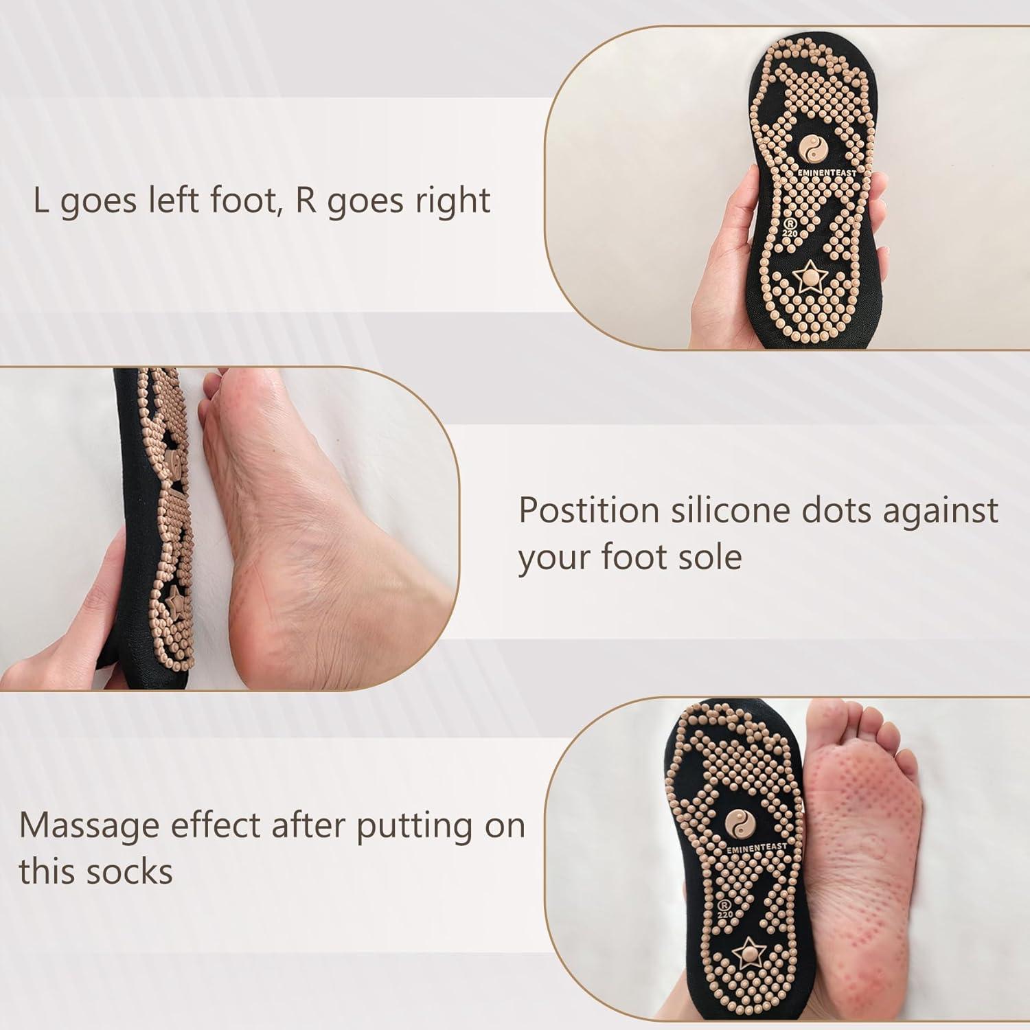 Calcetines de Acupresión WARMVIN Masaje Reflexología Negro 9-10