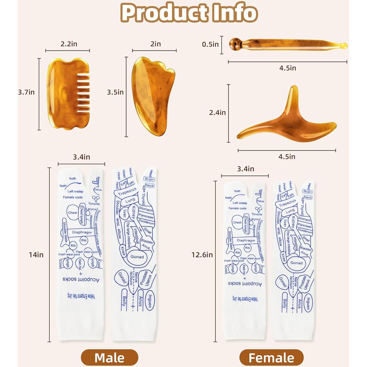 Calcetines de Reflexología KJMYYX con Herramientas de Acupresión - 2 Pares