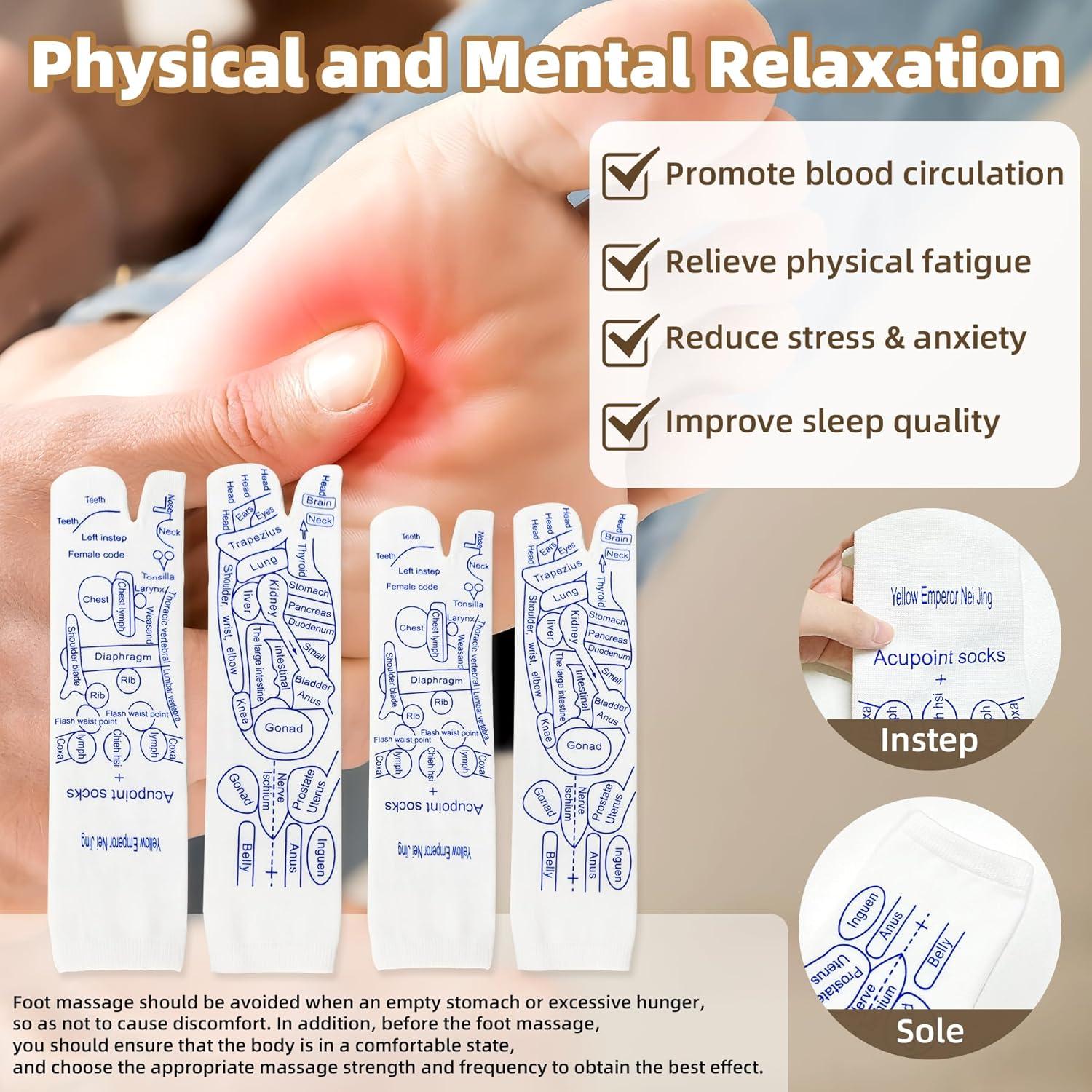 Calcetines de Reflexología KJMYYX con Herramientas de Acupresión - 2 Pares