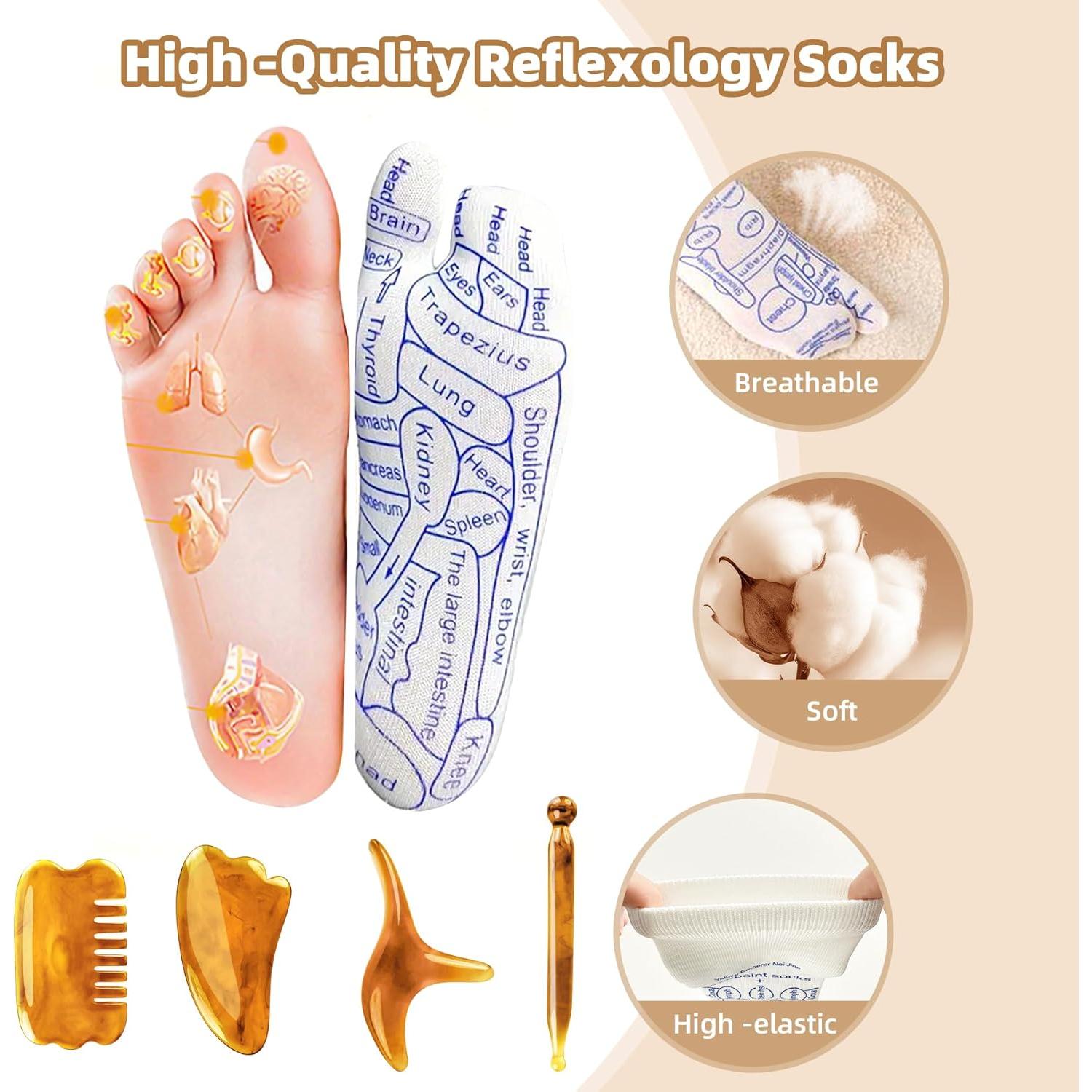 Calcetines de Reflexología KJMYYX con Herramientas de Acupresión - 2 Pares