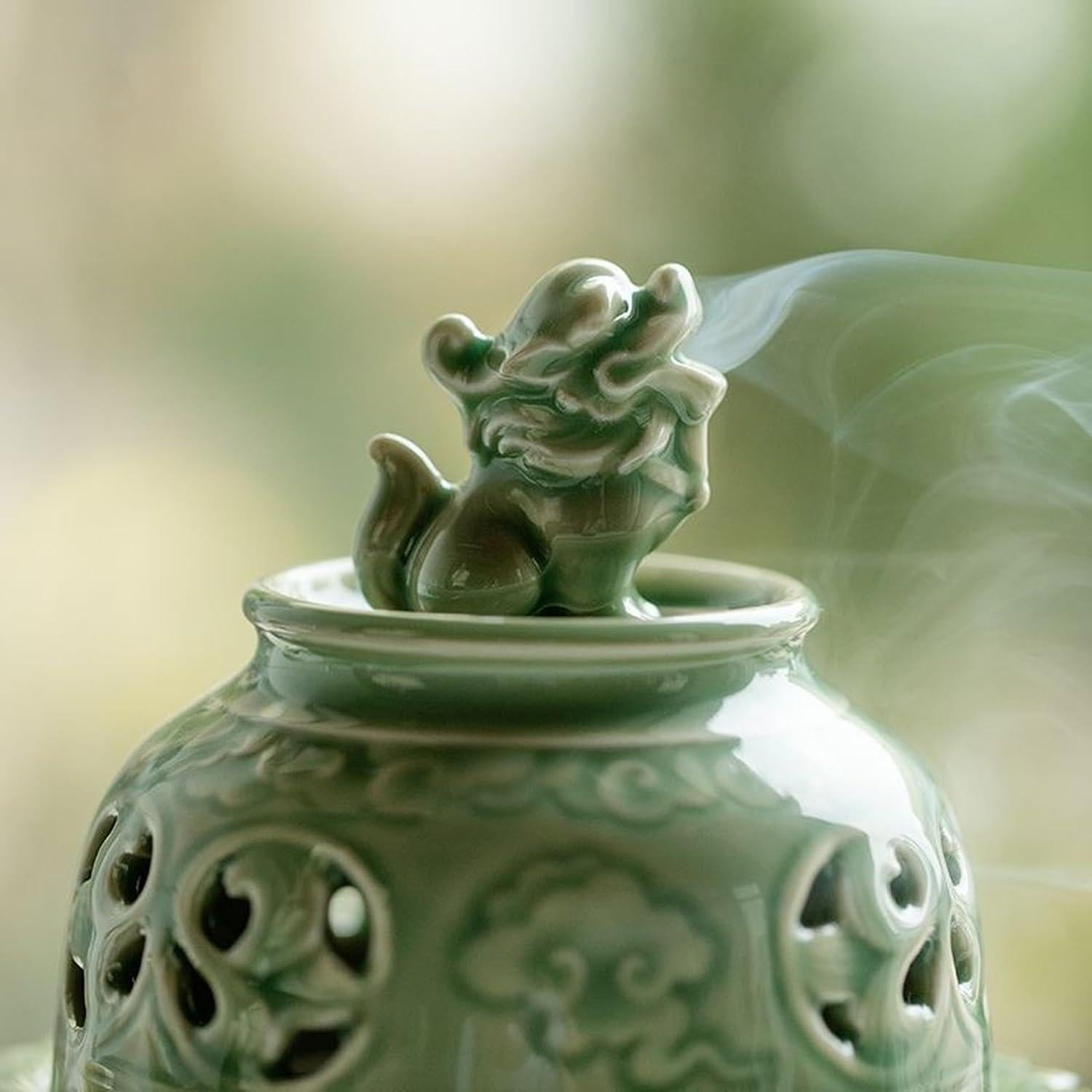Quemador de Incienso Chino Hermit Life Celadón Verde 15cm
