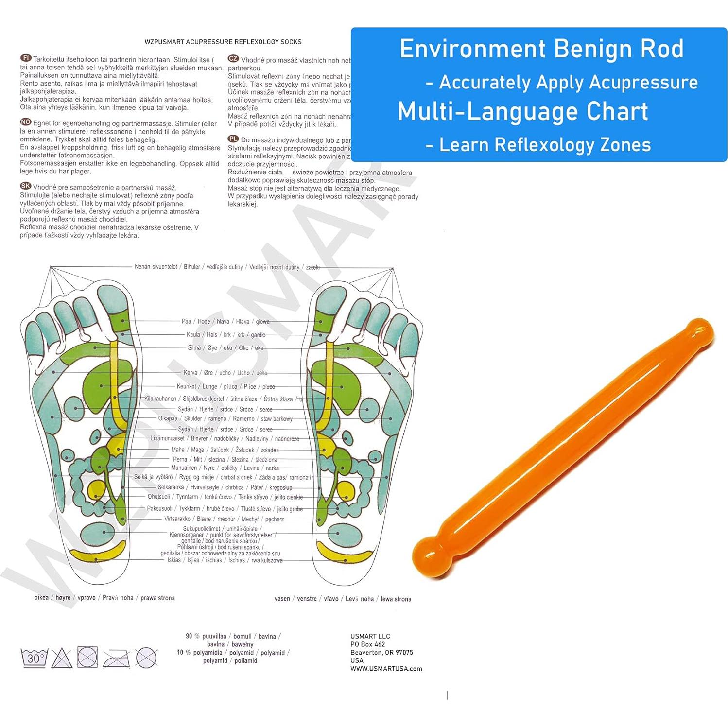 Calcetines de Reflexología Acupresión WZPUSMART 5 Dedos