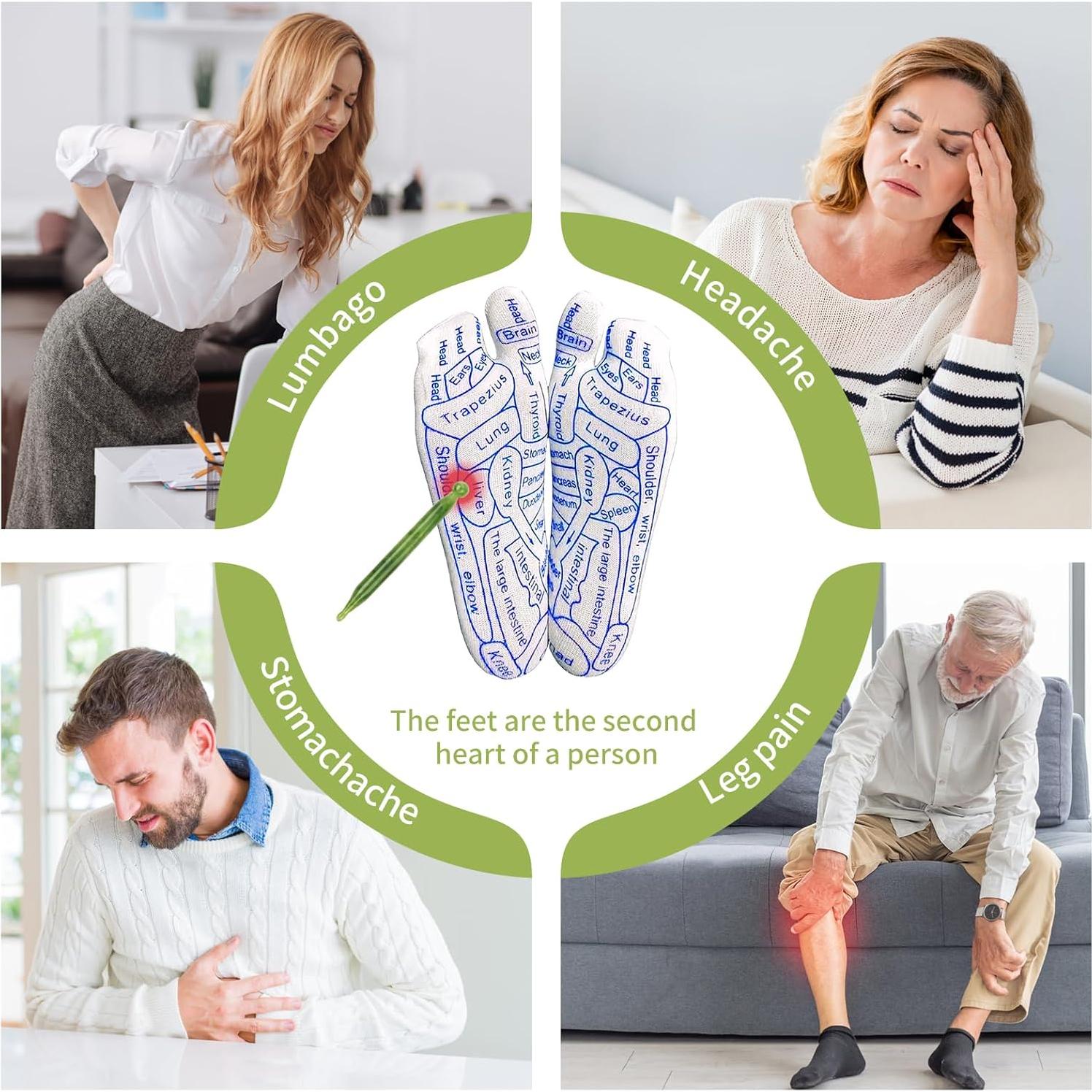 Set de Calcetines de Reflexología con Herramienta de Masaje - Verde Esmeralda - 8 PZS