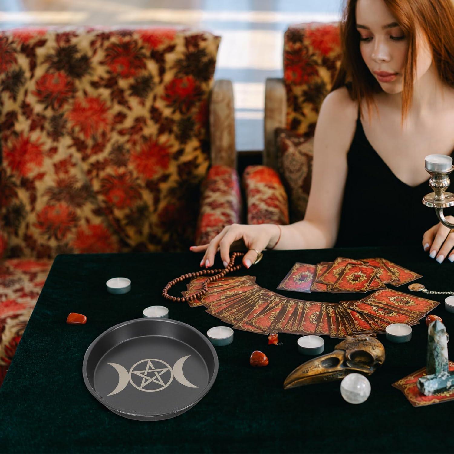 Plato de Altar Pentagrama 19 cm Soporte de Vela Incienso