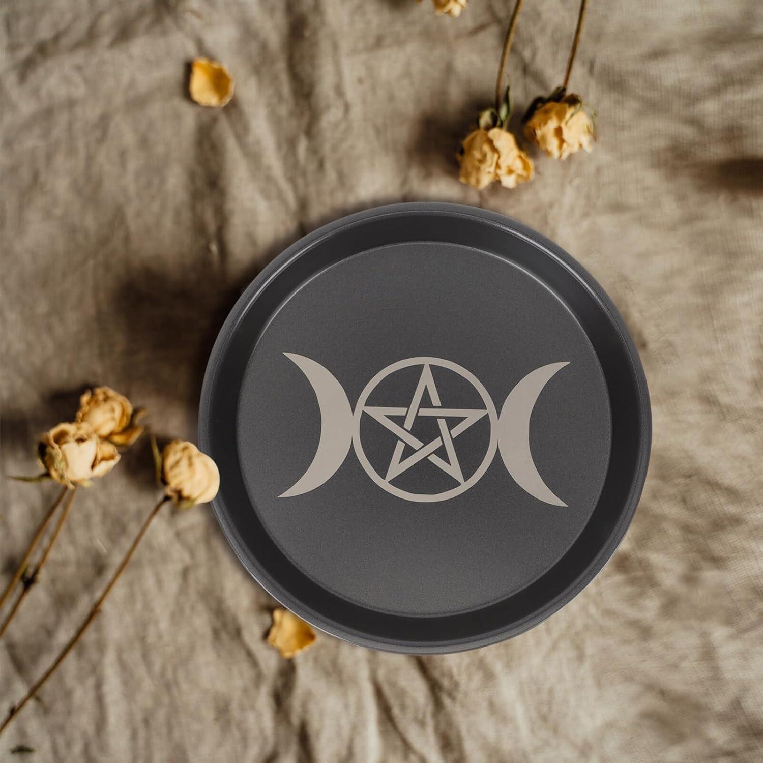 Plato de Altar Pentagrama 19 cm Soporte de Vela Incienso