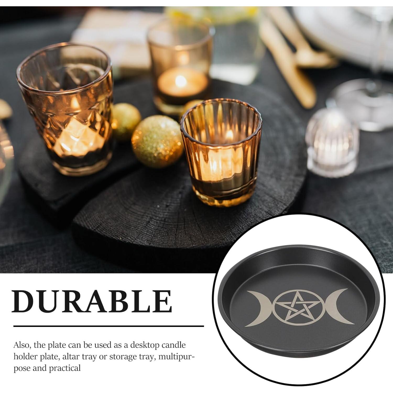 Plato de Altar Pentagrama 19 cm Soporte de Vela Incienso