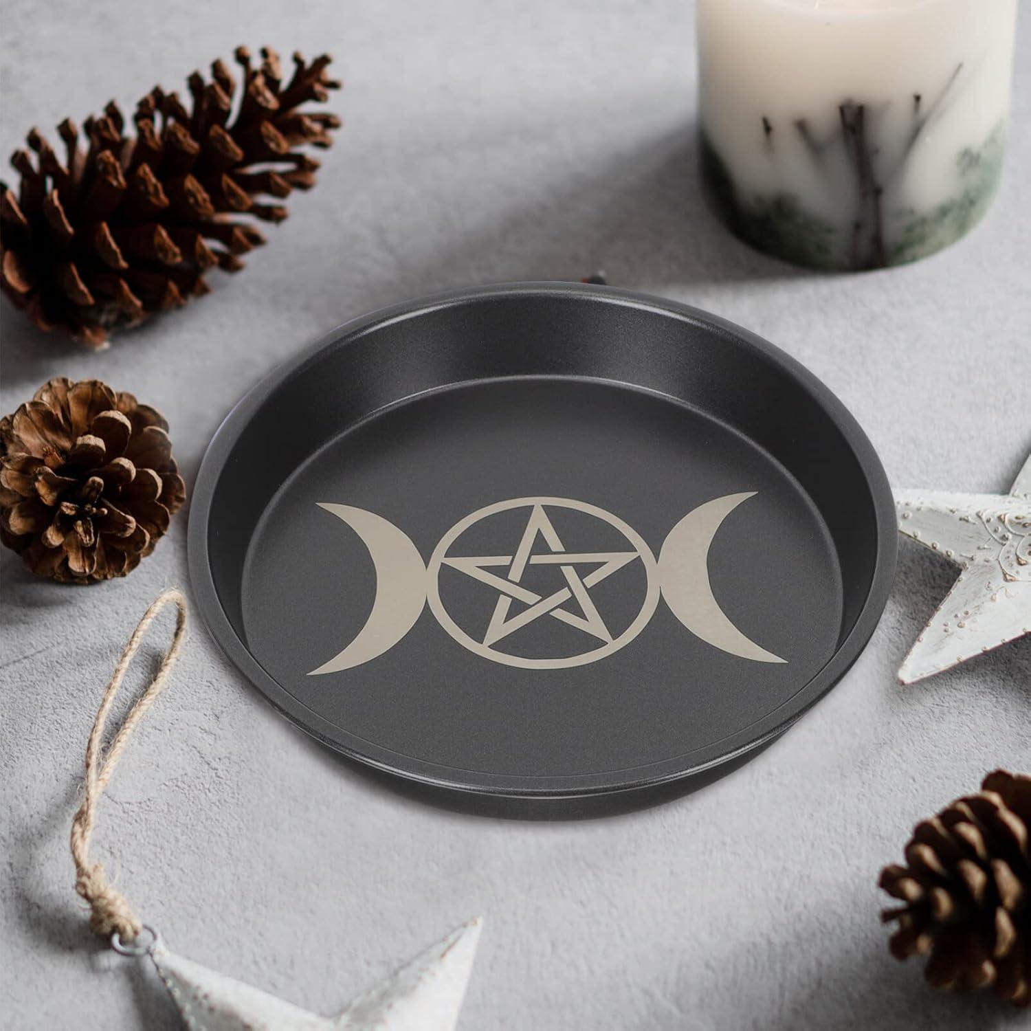 Plato de Altar Pentagrama 19 cm Soporte de Vela Incienso