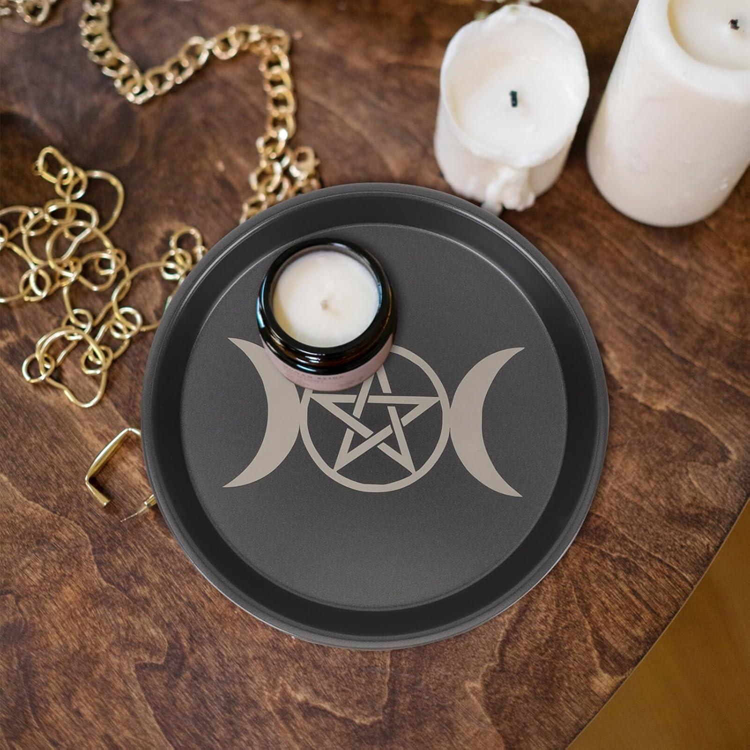 Plato de Altar Pentagrama 19 cm Soporte de Vela Incienso