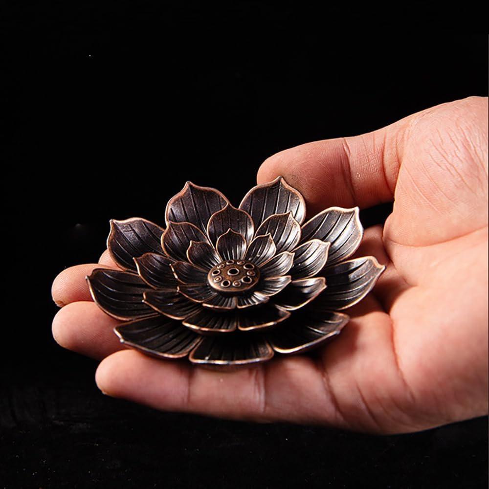 Soporte de Incienso Vamotto Loto Bronce 2 Piezas Multifuncional