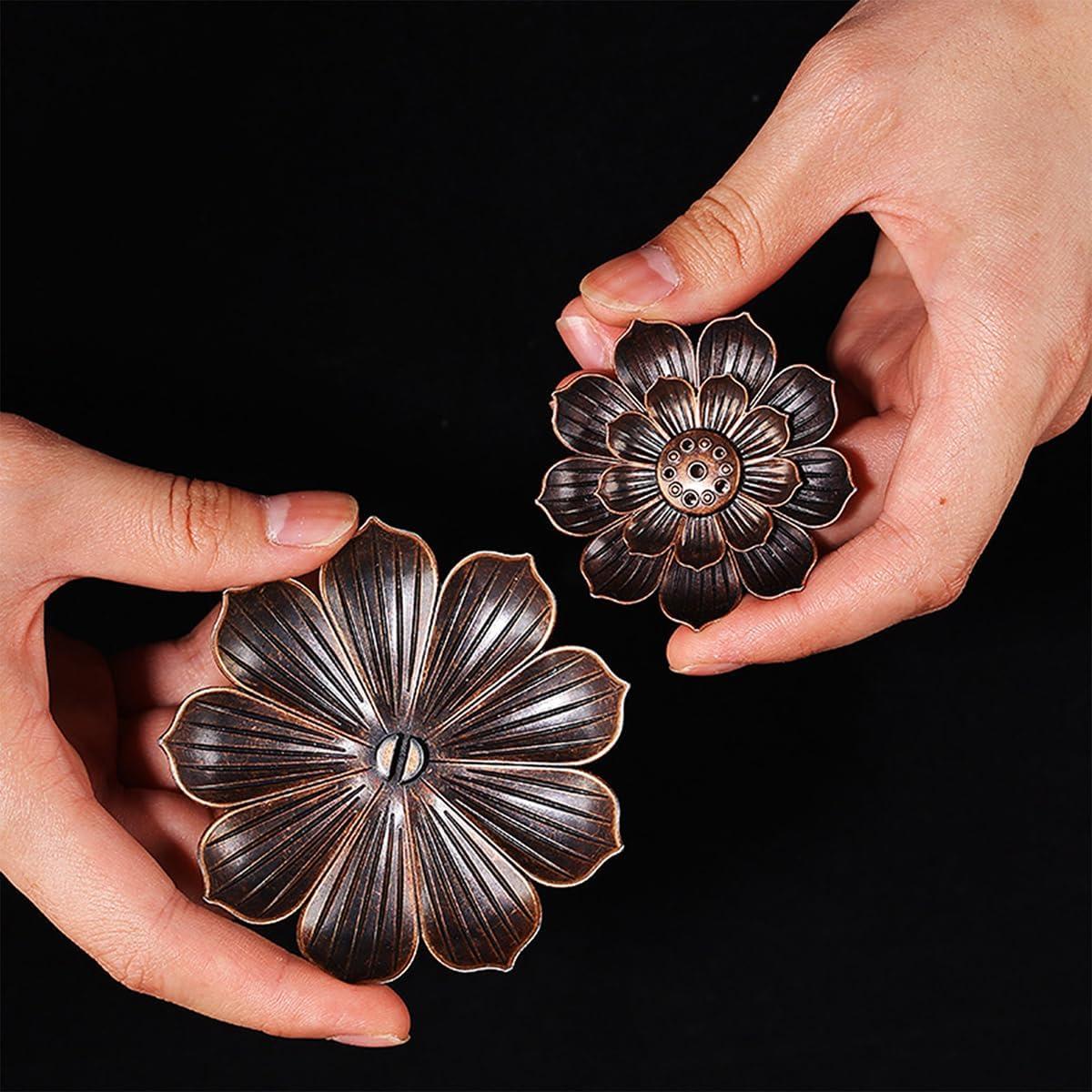 Soporte de Incienso Vamotto Loto Bronce 2 Piezas Multifuncional