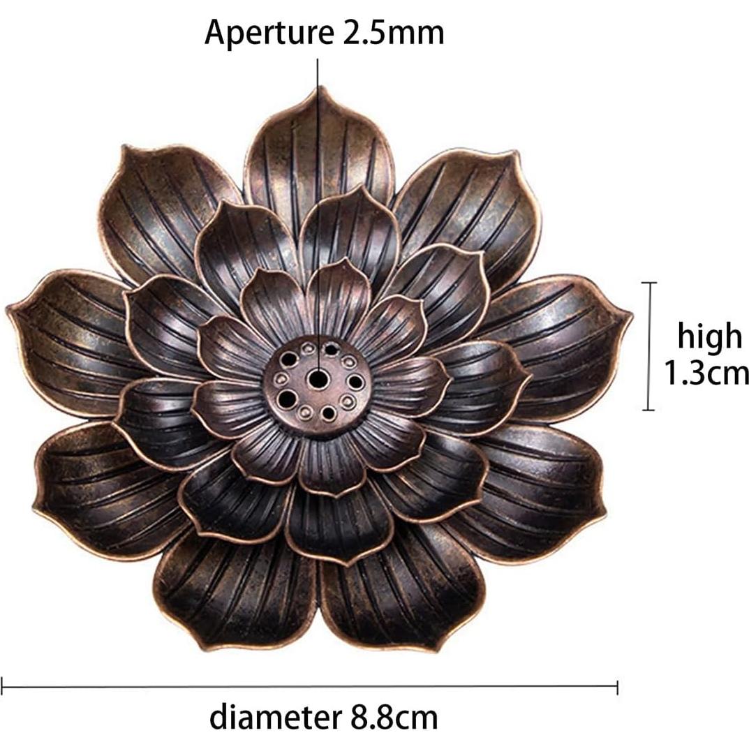 Soporte de Incienso Vamotto Loto Bronce 2 Piezas Multifuncional