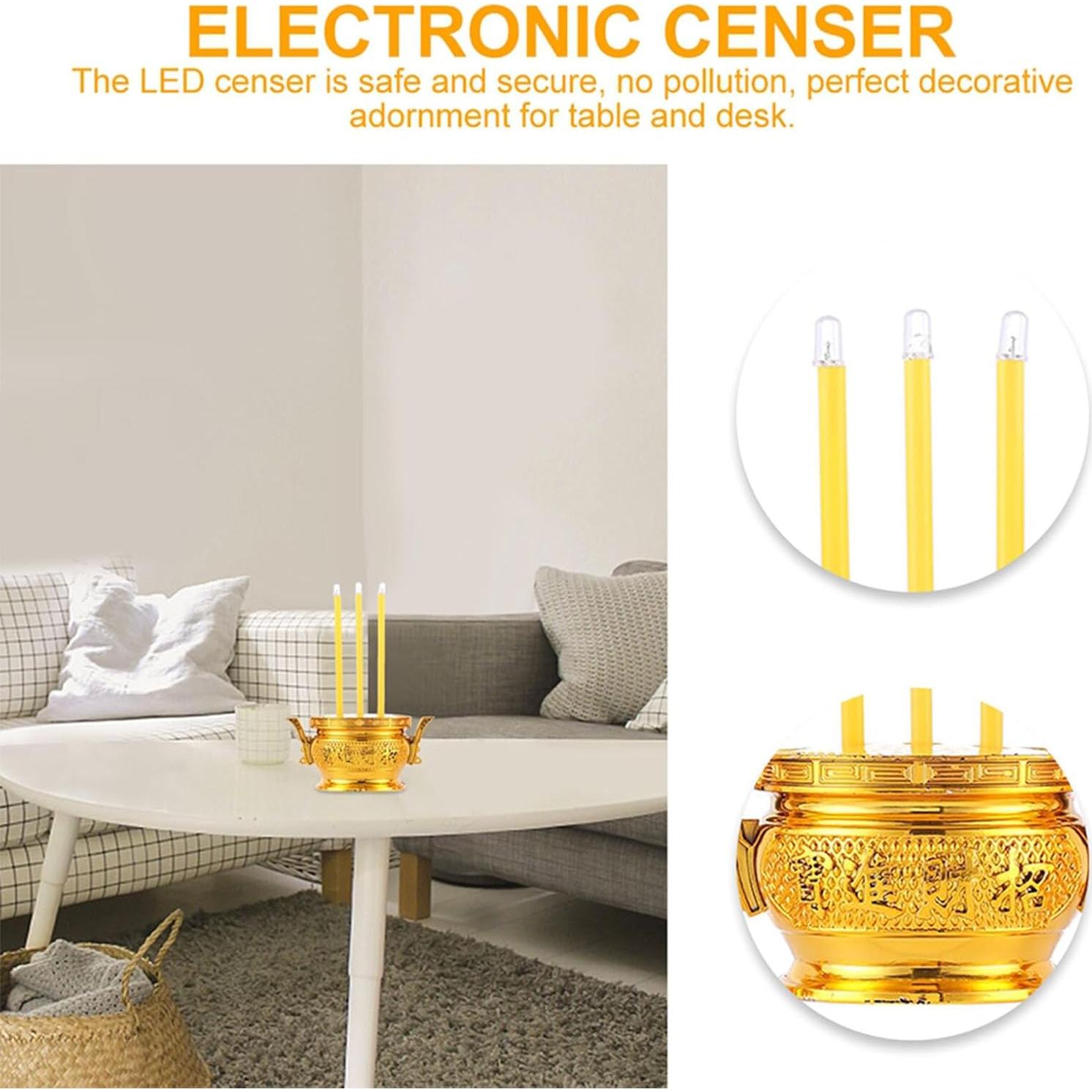 Horno de Incienso Electrónico LED Gadpiparty Dorado 16 cm