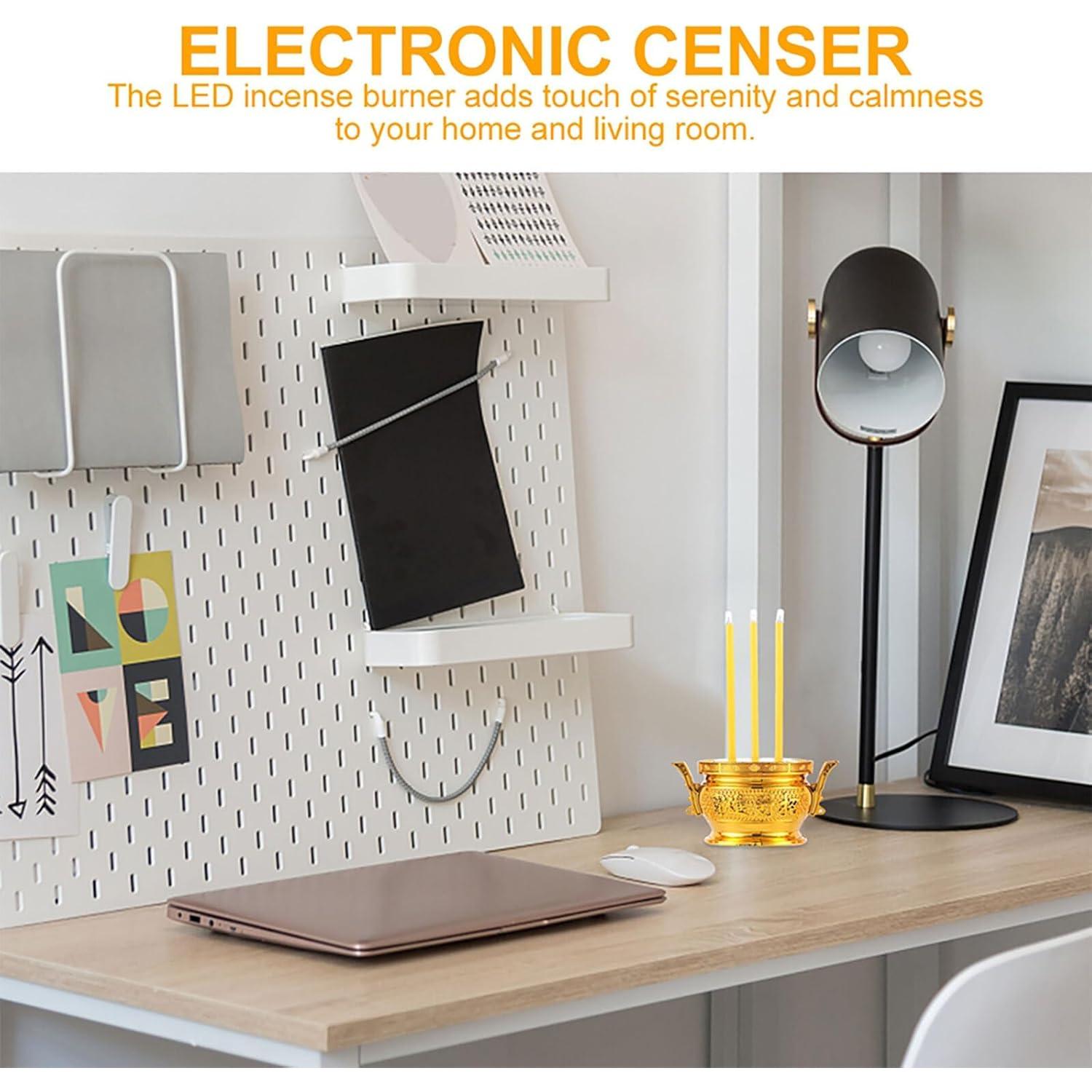 Horno de Incienso Electrónico LED Gadpiparty Dorado 16 cm