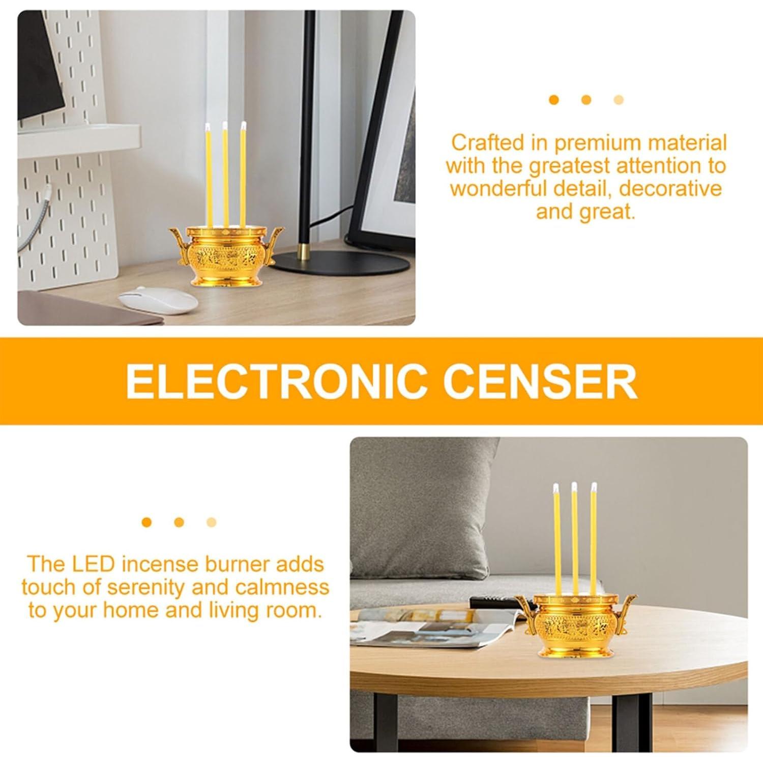 Horno de Incienso Electrónico LED Gadpiparty Dorado 16 cm