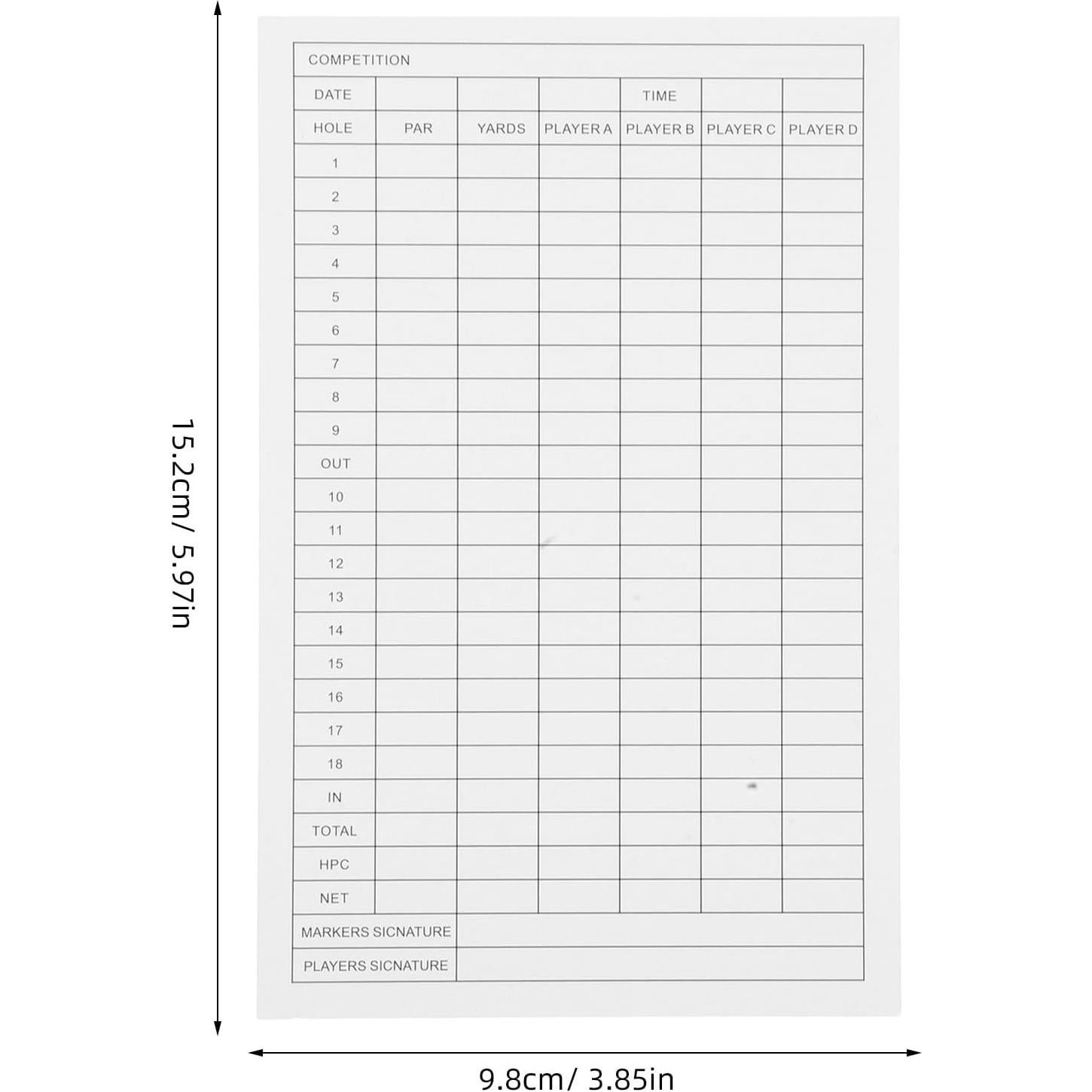 Tarjetas de Puntuación de Golf Baluue - 30 Hojas Recubiertas