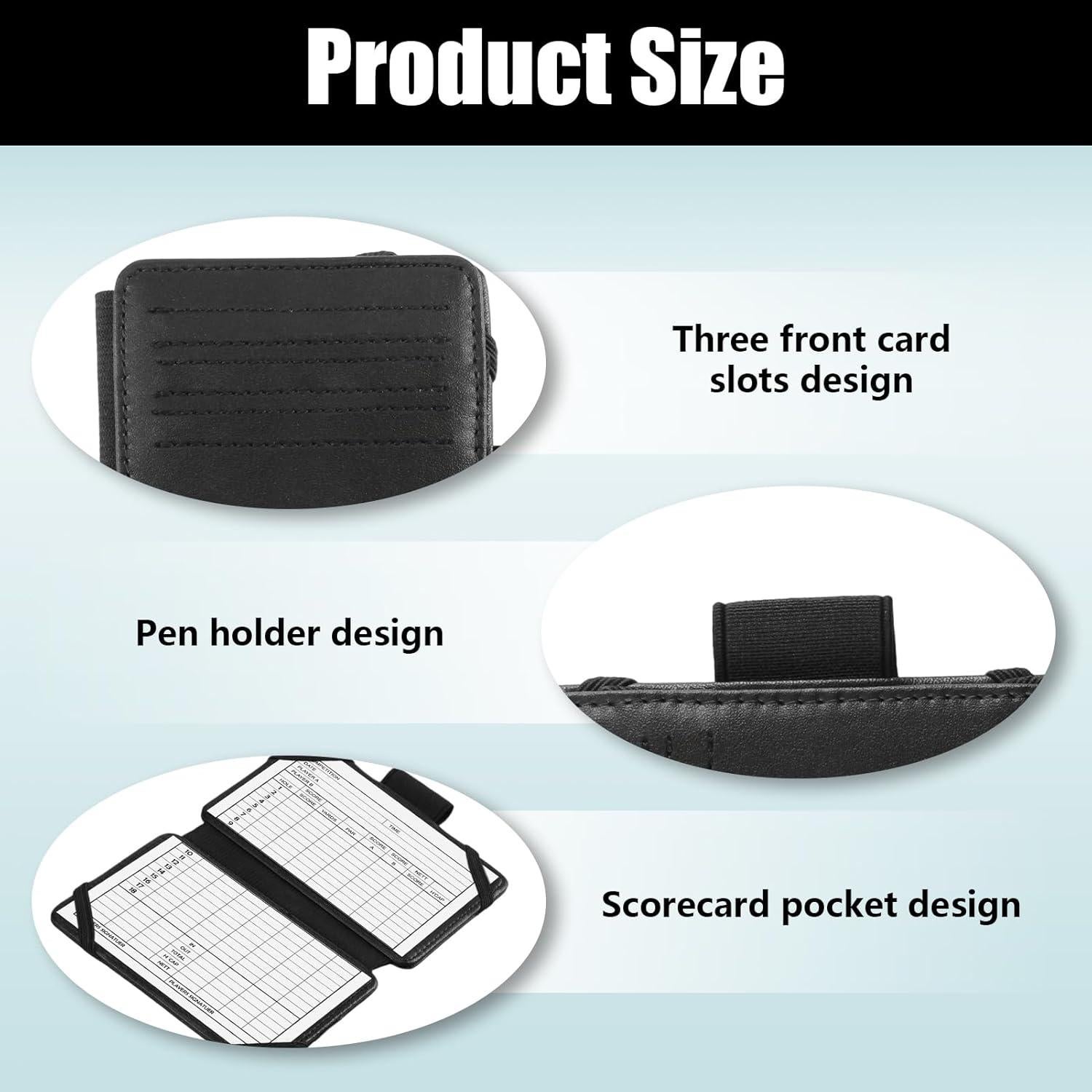 Cartera de Puntuación de Golf JEFBFBWE en Cuero Negro