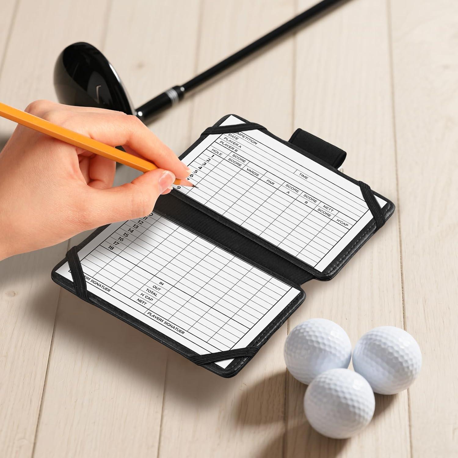 Cartera de Puntuación de Golf JEFBFBWE en Cuero Negro