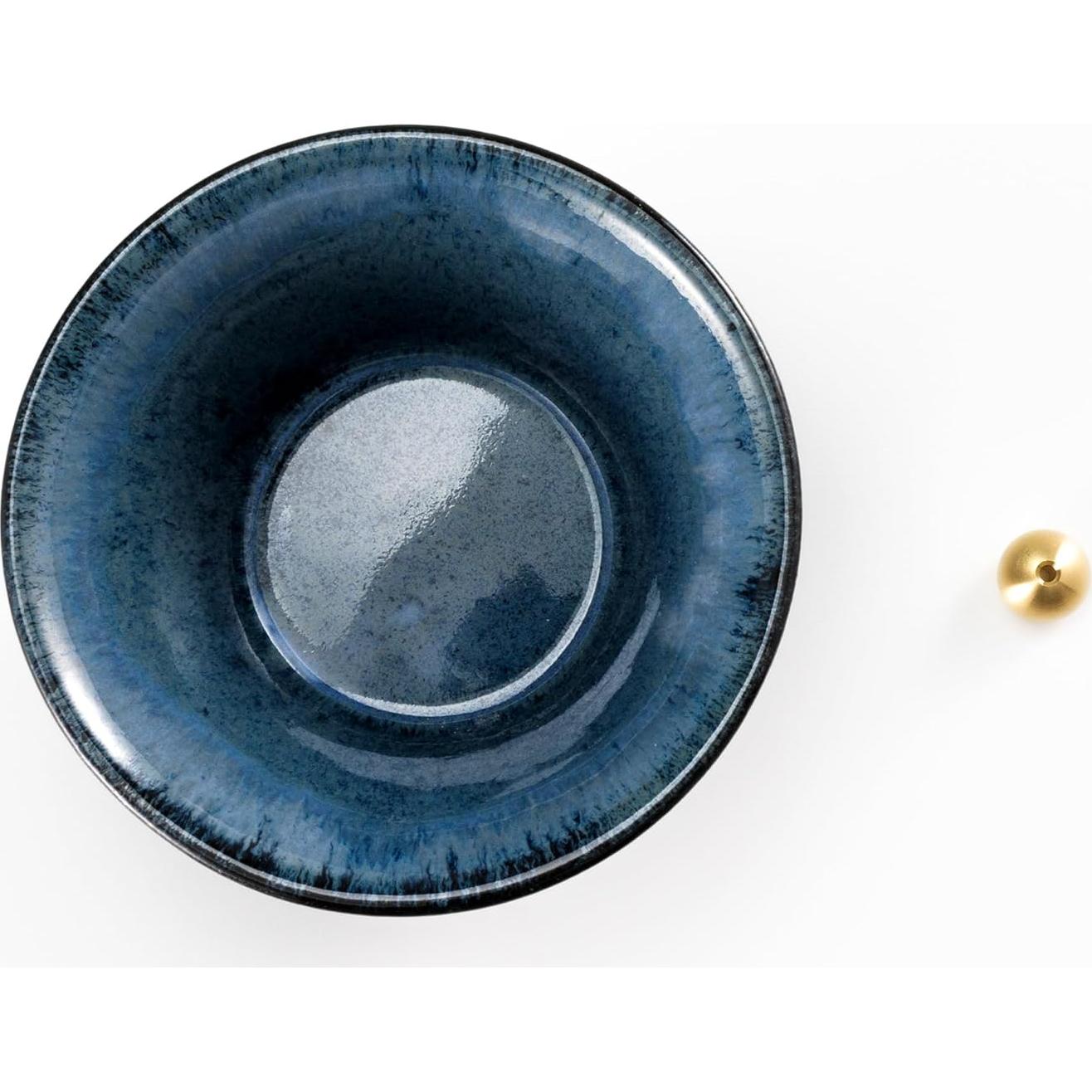 Soporte de Incienso Cerámica Asayu Japón Cono Negro y Azul