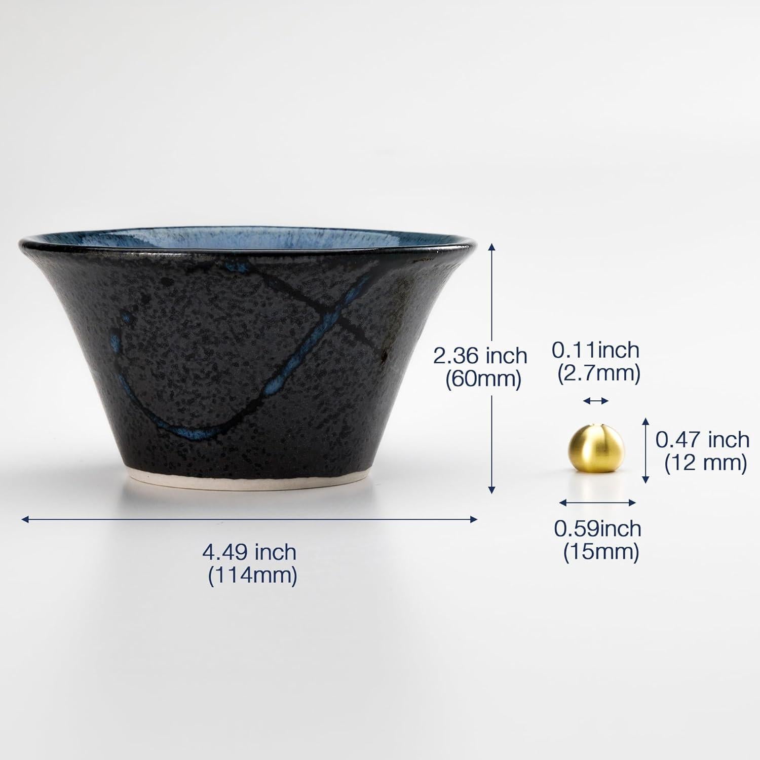 Soporte de Incienso Cerámica Asayu Japón Cono Negro y Azul