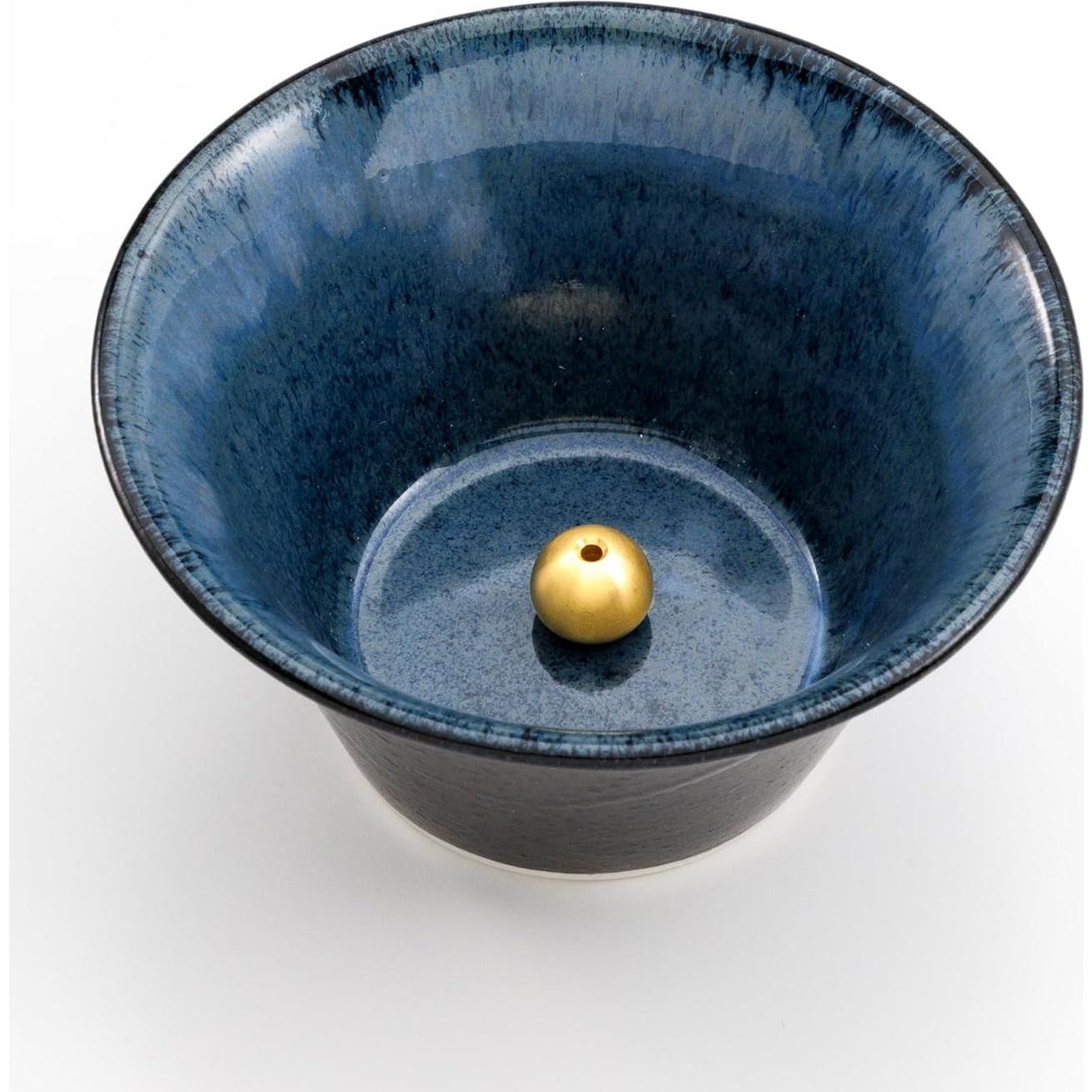 Soporte de Incienso Cerámica Asayu Japón Cono Negro y Azul