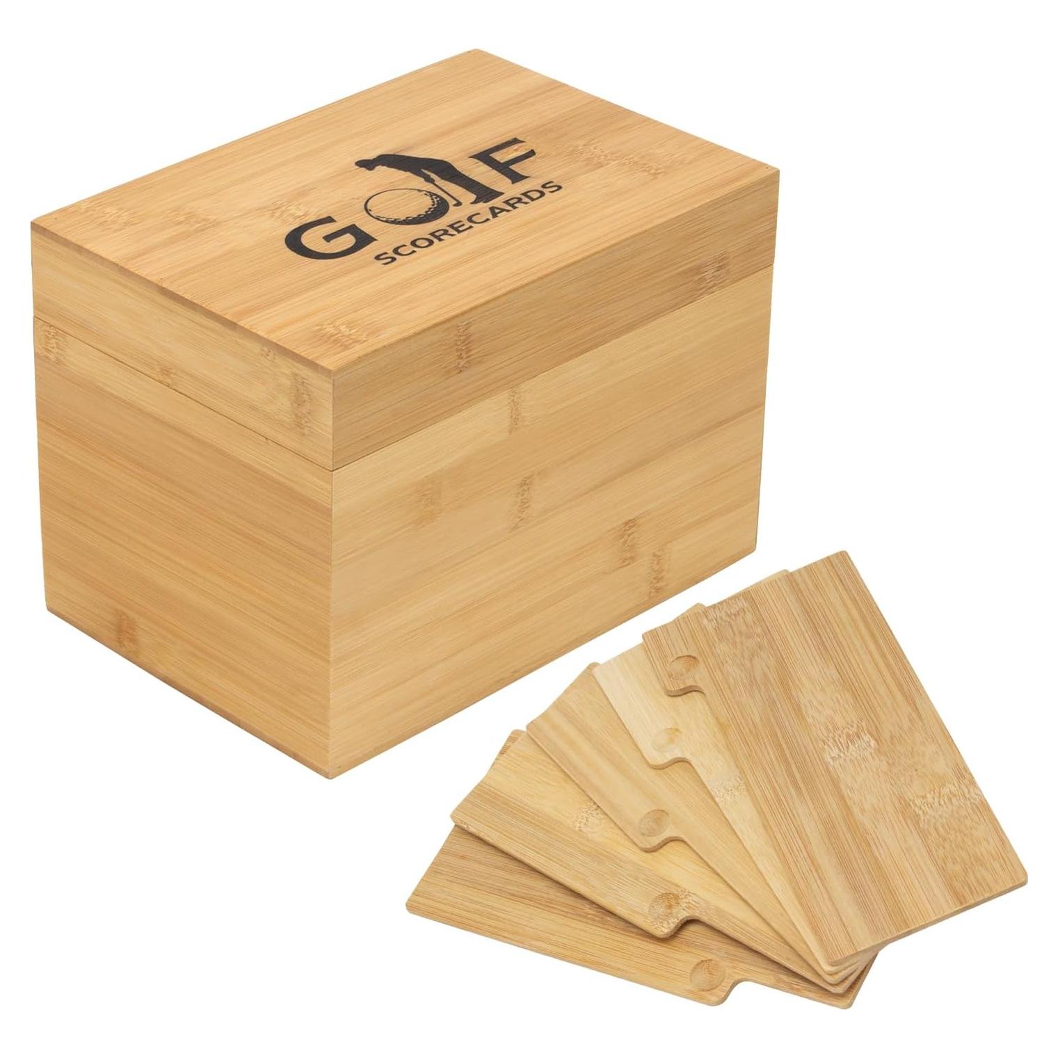 Caja de Almacenamiento de Tarjetas de Golf KVMORZE de Bambú
