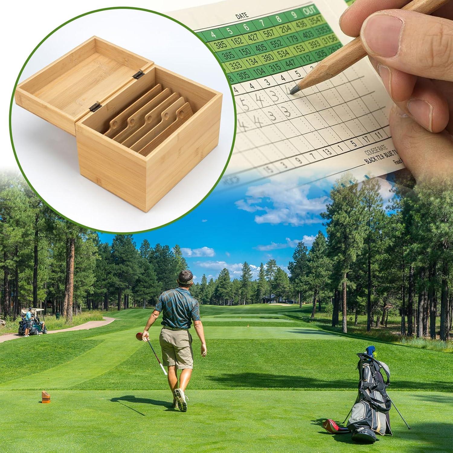 Caja de Almacenamiento de Tarjetas de Golf KVMORZE de Bambú