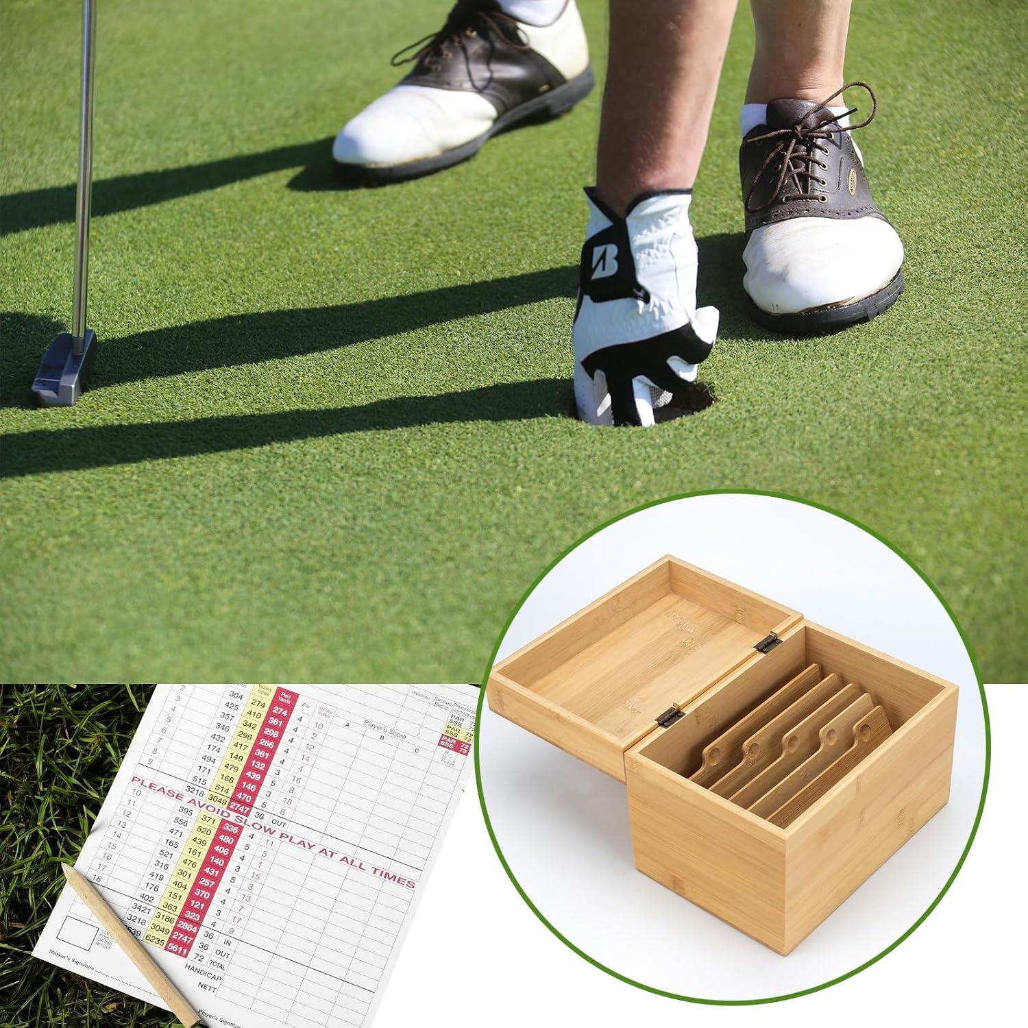 Caja de Almacenamiento de Tarjetas de Golf KVMORZE de Bambú