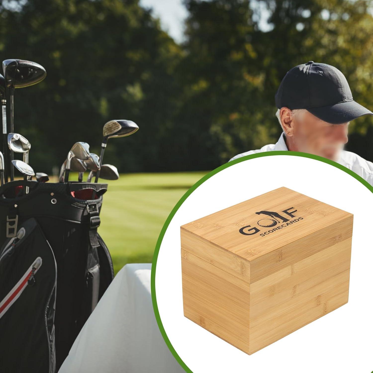 Caja de Almacenamiento de Tarjetas de Golf KVMORZE de Bambú
