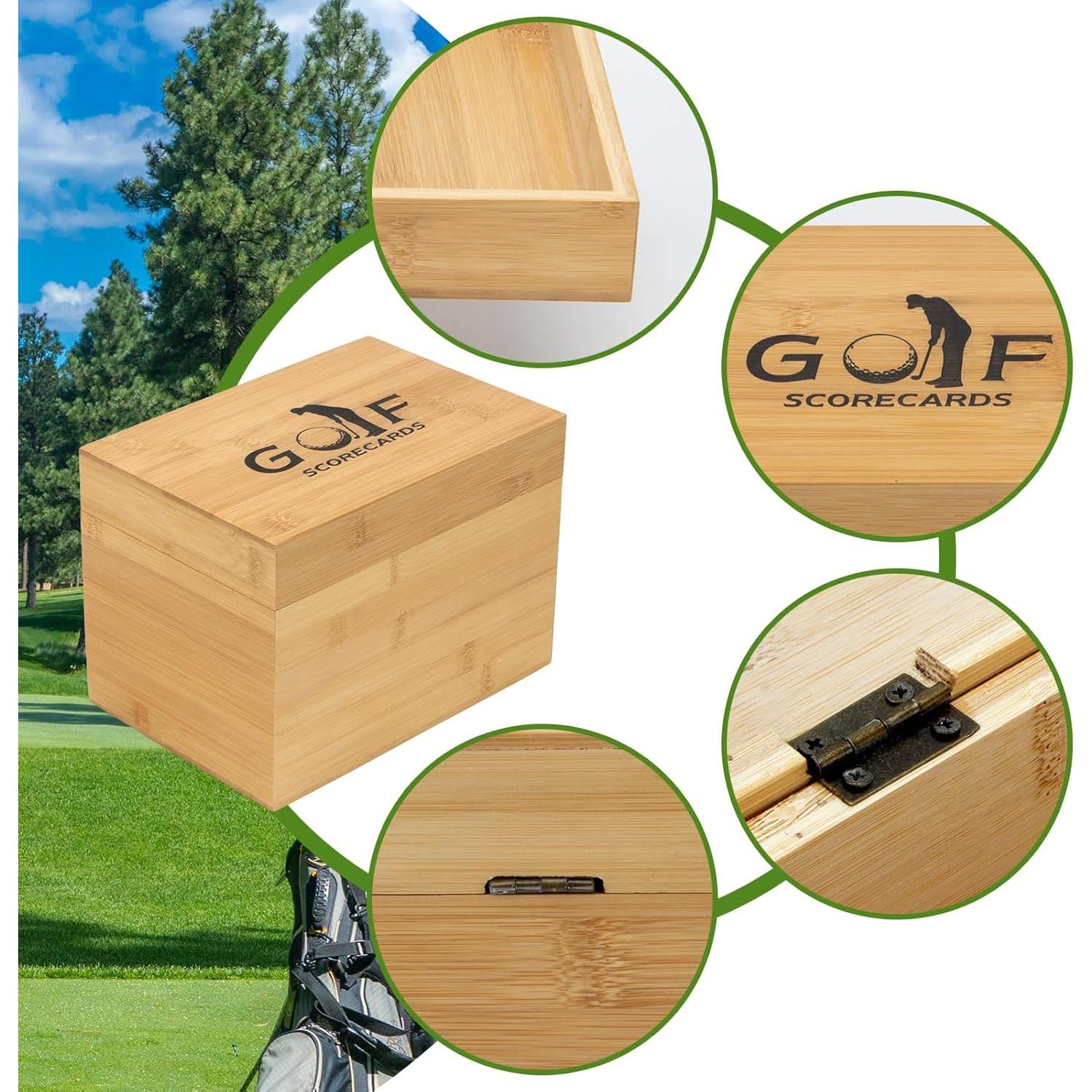 Caja de Almacenamiento de Tarjetas de Golf KVMORZE de Bambú