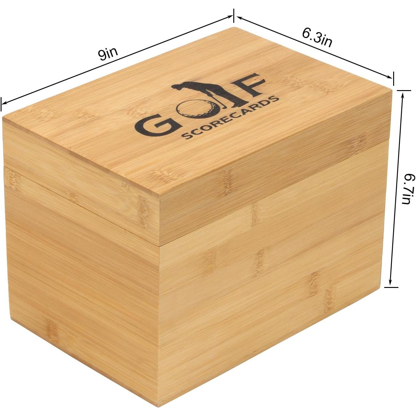 Caja de Almacenamiento de Tarjetas de Golf KVMORZE de Bambú