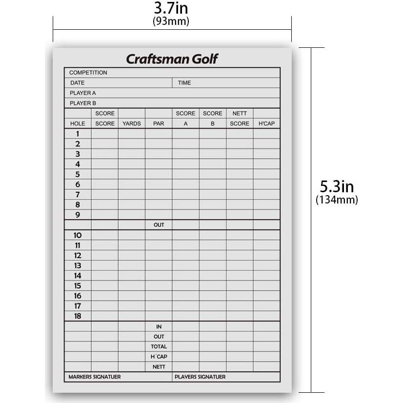 Tarjetas de Puntuación Craftsman Golf 10pcs 9.4 x 13.9 cm