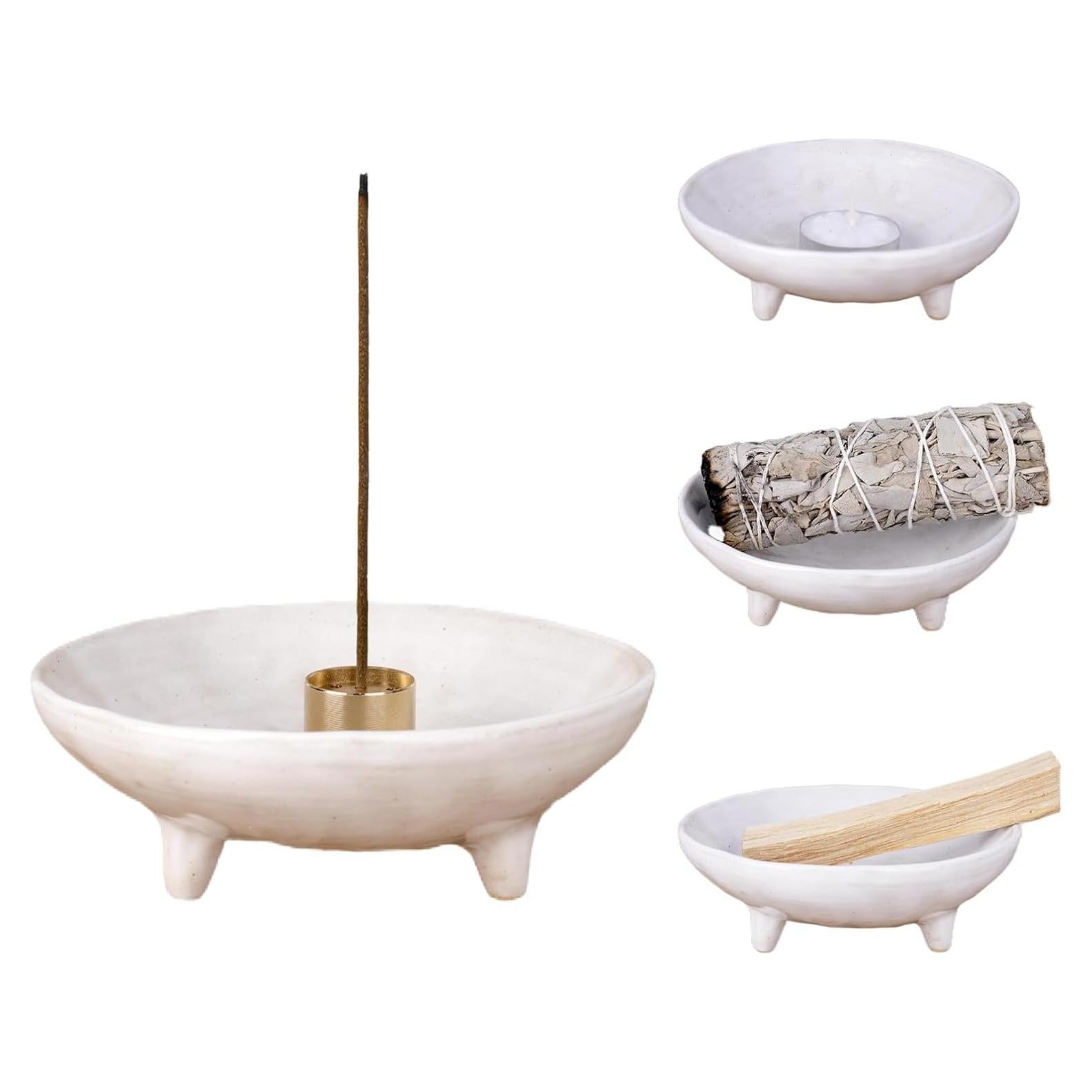 Soporte de Incienso Cerámica E-ROOM TREND 10.8 cm Blanco