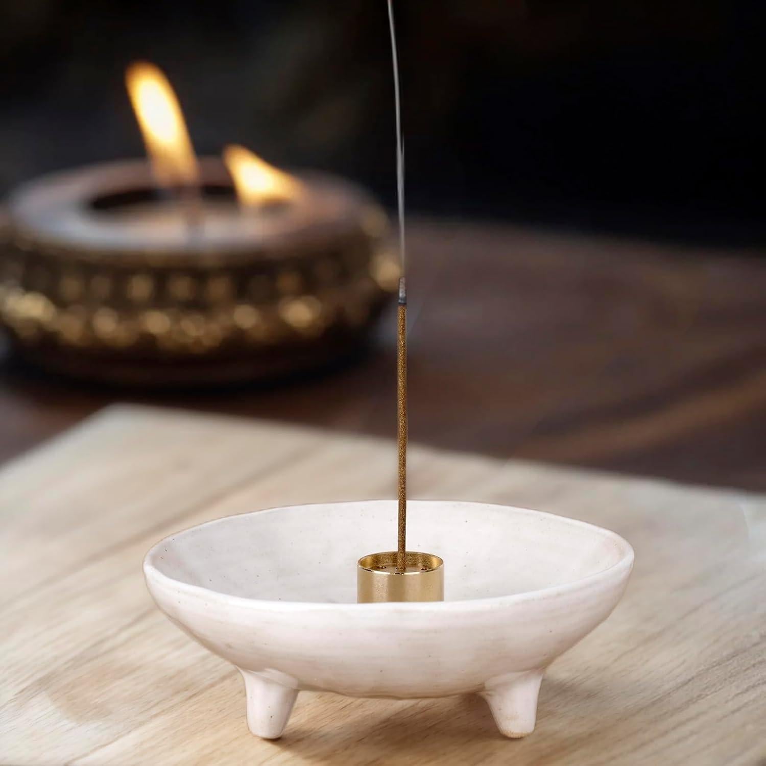 Soporte de Incienso Cerámica E-ROOM TREND 10.8 cm Blanco