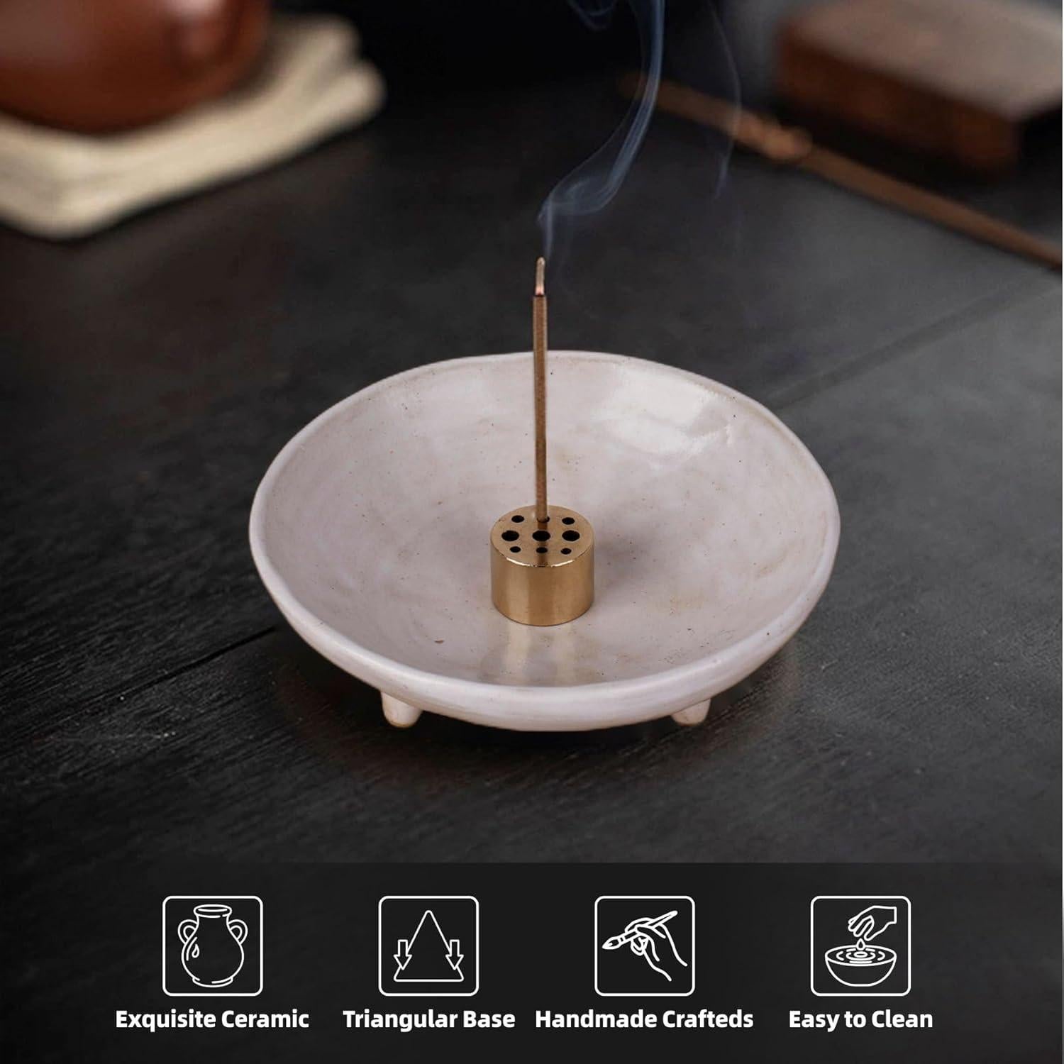 Soporte de Incienso Cerámica E-ROOM TREND 10.8 cm Blanco