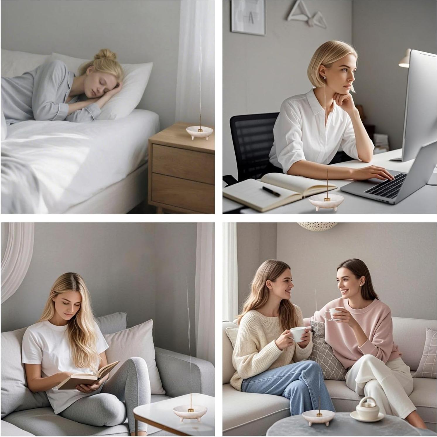 Soporte de Incienso Cerámica E-ROOM TREND 10.8 cm Blanco