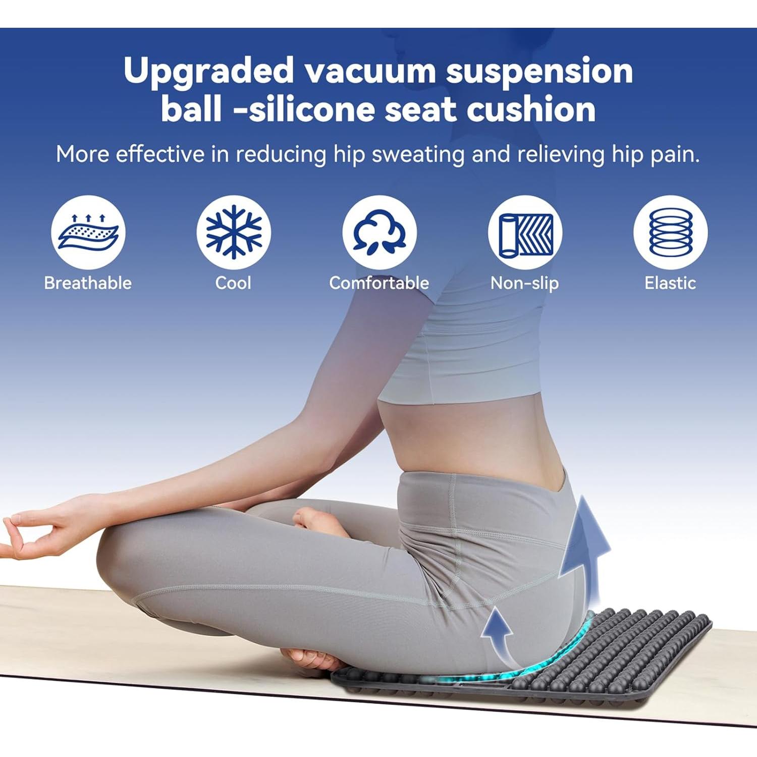 Cojín de Asiento Antideslizante HKDiRedy 43x37 cm Negro