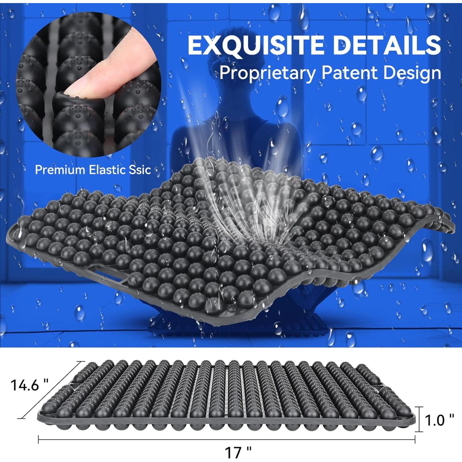 Cojín de Asiento Antideslizante HKDiRedy 43x37 cm Negro