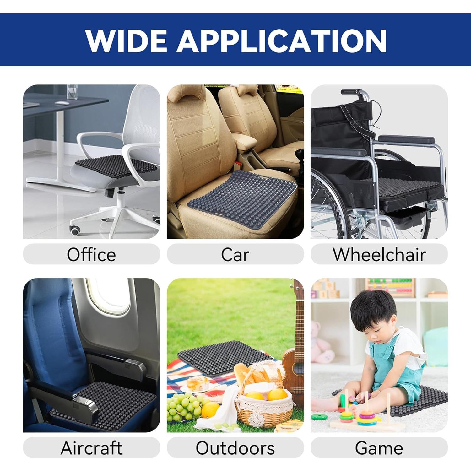 Cojín de Asiento Antideslizante HKDiRedy 43x37 cm Negro