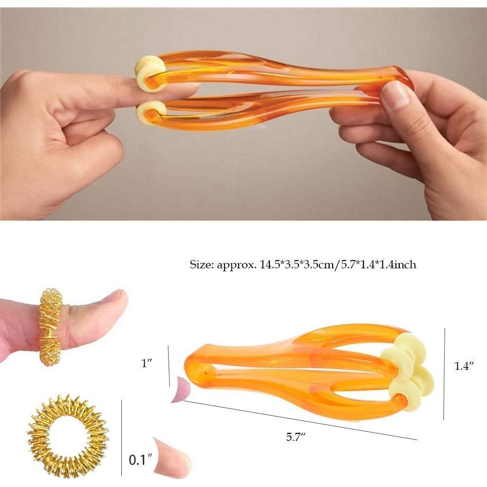 Juego de Rodillo Masajeador de Dedos y Anillos Acupresión