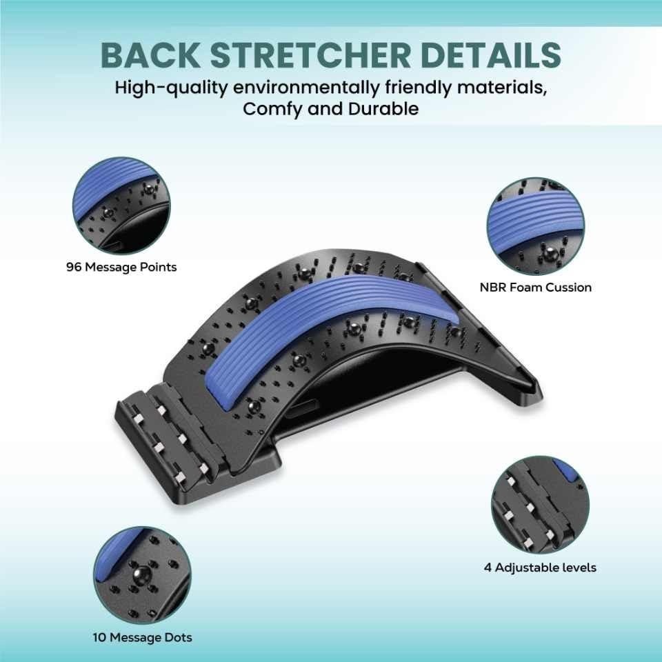 Estirador de Espalda Ergonómico QFT - Alivio Dolor Lumbar Azul