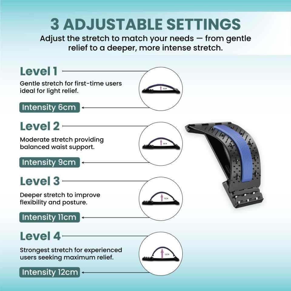 Estirador de Espalda Ergonómico QFT - Alivio Dolor Lumbar Azul