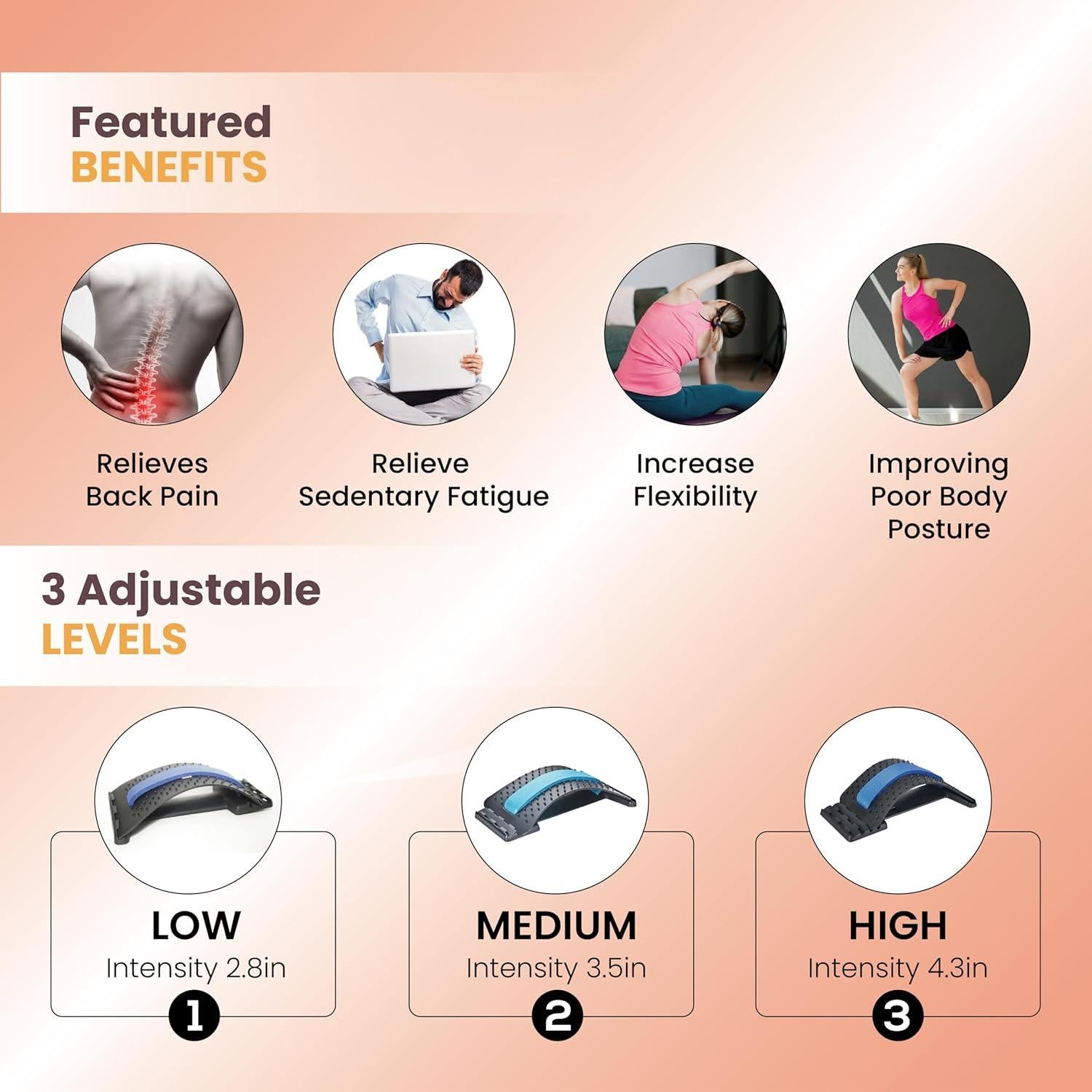 Estirador de Espalda Ergonómico QFT - Alivio Dolor Lumbar Azul