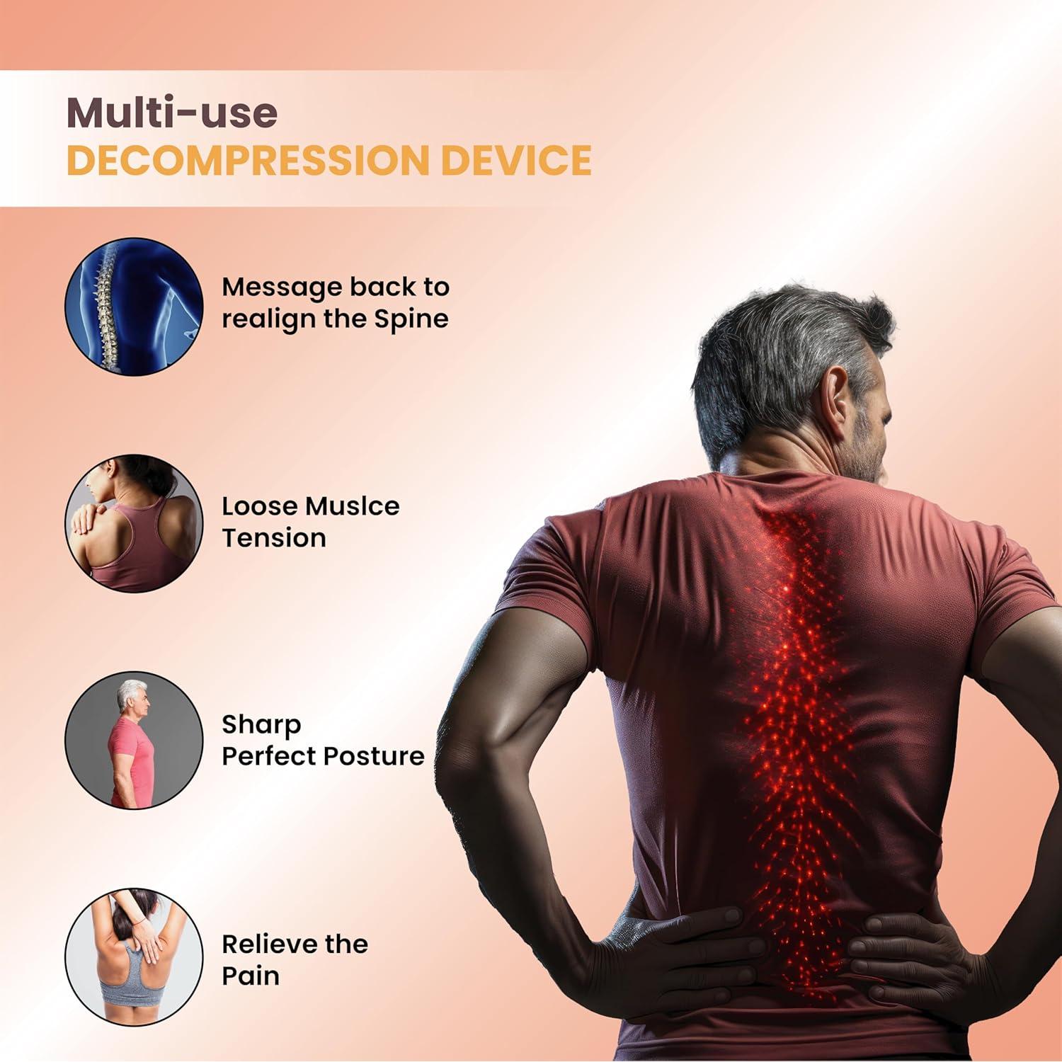 Estirador de Espalda Ergonómico QFT - Alivio Dolor Lumbar Azul