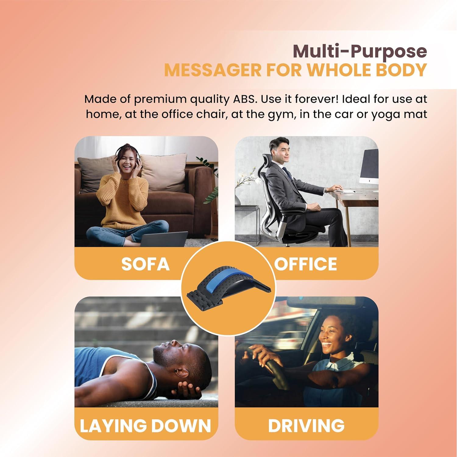 Estirador de Espalda Ergonómico QFT - Alivio Dolor Lumbar Azul