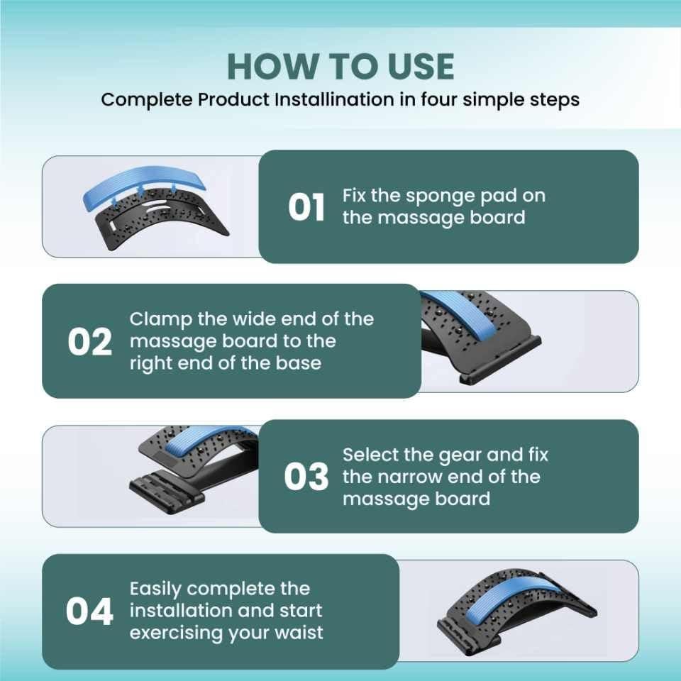 Estirador de Espalda Ergonómico QFT - Alivio Dolor Lumbar Azul