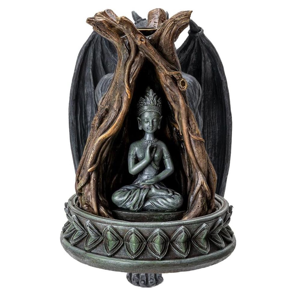 Estatua de Buda Serene Pacific Giftware 19 cm con quemador de incienso