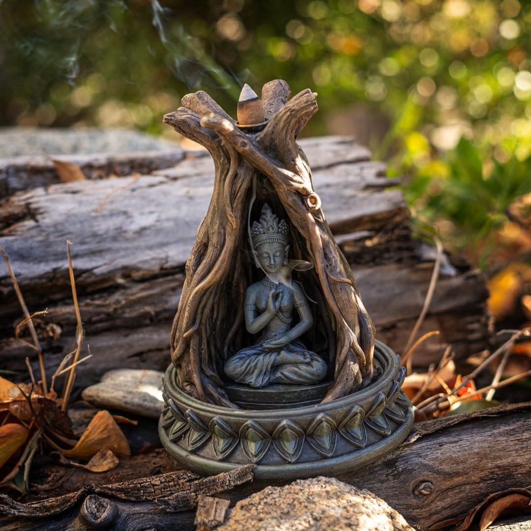 Estatua de Buda Serene Pacific Giftware 19 cm con quemador de incienso