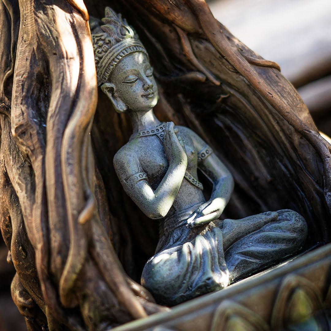 Estatua de Buda Serene Pacific Giftware 19 cm con quemador de incienso