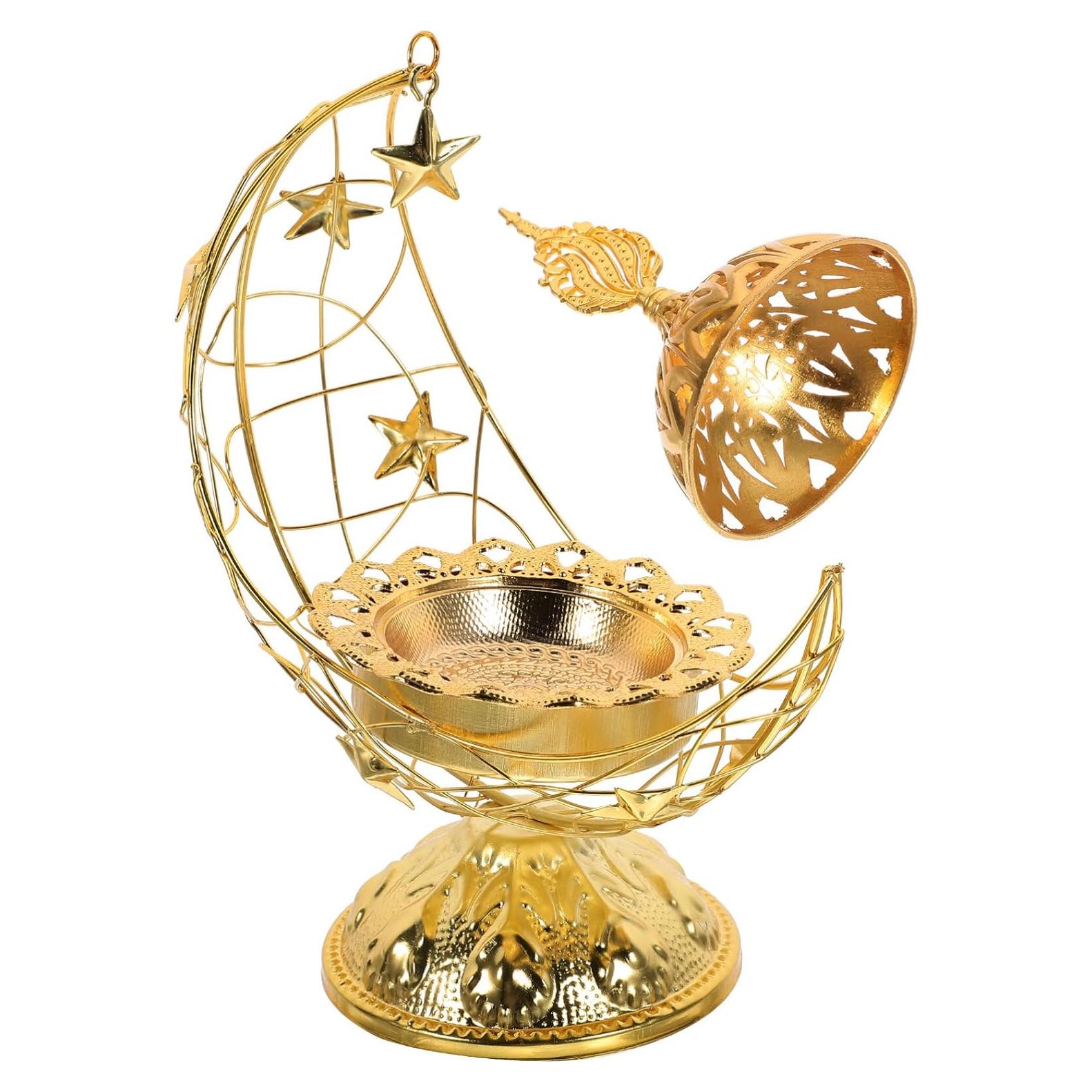 Quemador de Incienso IMIKEYA de Metal Vintage Dorado 15x15cm