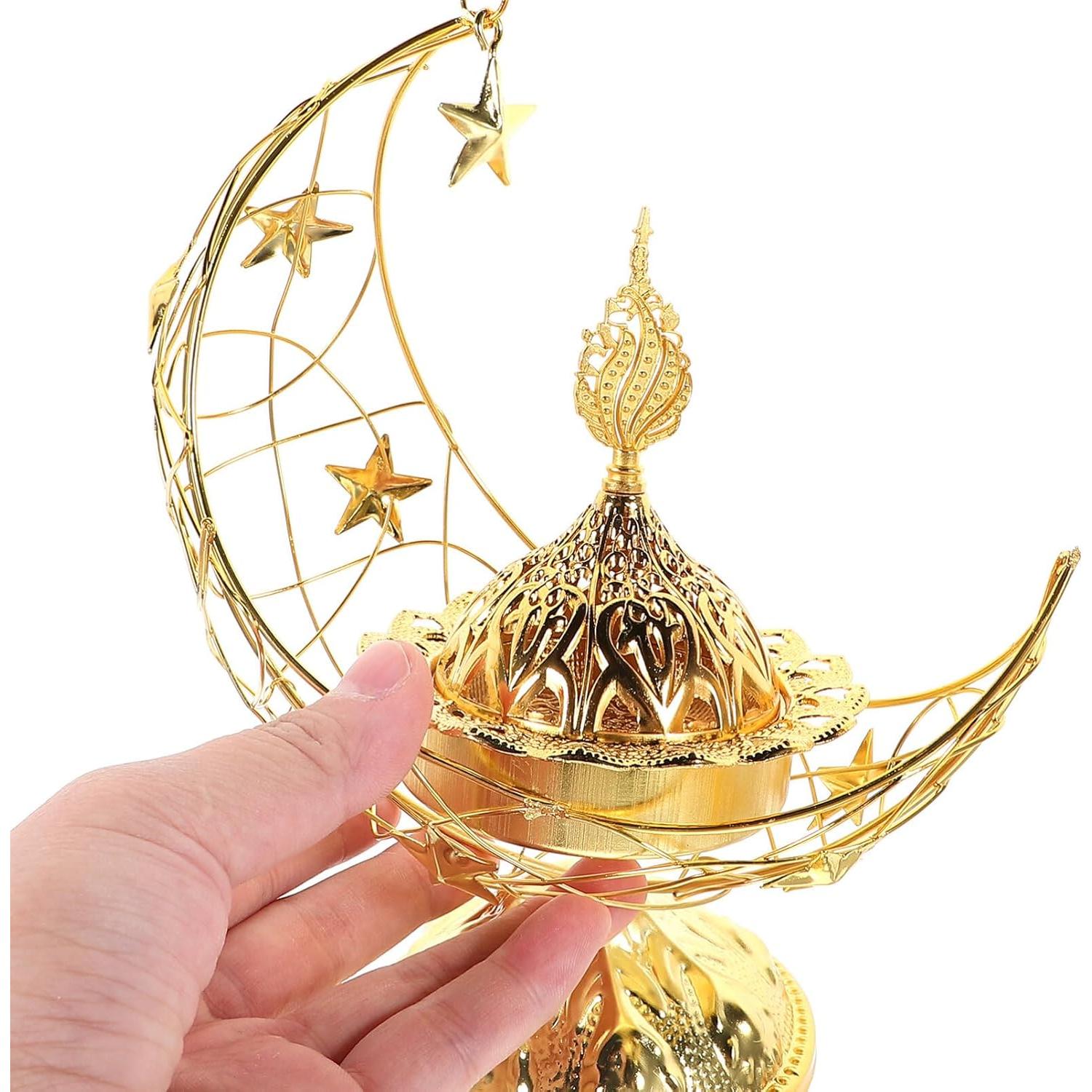 Quemador de Incienso IMIKEYA de Metal Vintage Dorado 15x15cm